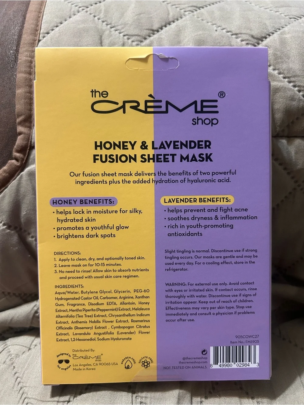 The Creme Shop Honey Lavender Fusion Sheet Mask